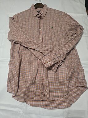 Polo by Ralph Lauren Orange and White Plaid Button-Down Shirt